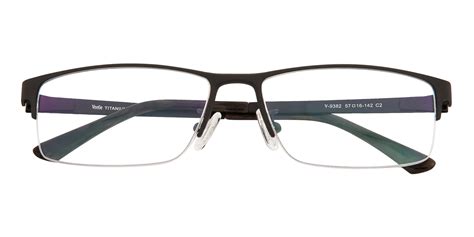 Men S Rectangle Eyeglasses Half Frame Titanium Gunmetal St0174
