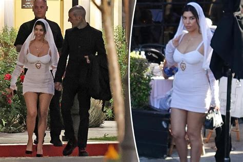 kourtney kardashian marries travis barker in mini wedding dress