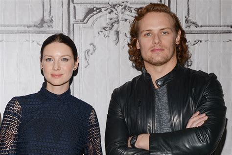 sam heughan and caitriona balfe watched a rugby game together elle canada