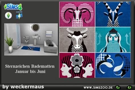 Blackys Sims 4 Zoo Star Sign Bathroom Rug 01 By Weckermaus • Sims 4