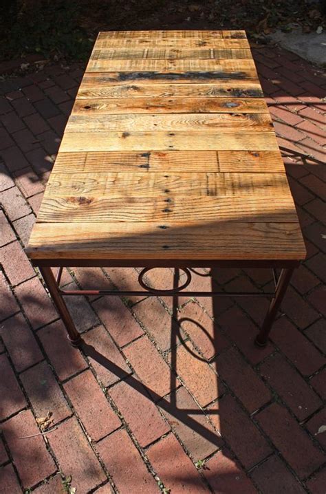 Please read entire description for terms. DIY Pallet Table with Reclaimed Metal Base | Pallet ...
