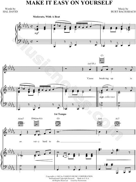 Jerry Butler Make It Easy On Yourself Sheet Music In Db Major