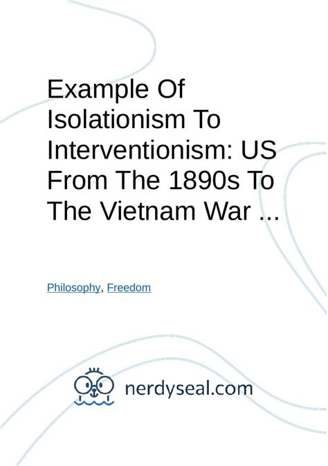 Example Of Isolationism To Interventionism Us From The 1890s To The