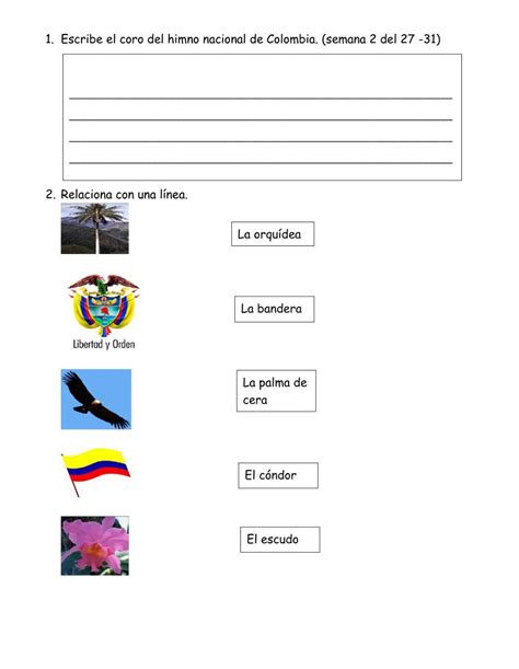 Simbolos Patrios De Colombia Worksheet English Activities For Kids