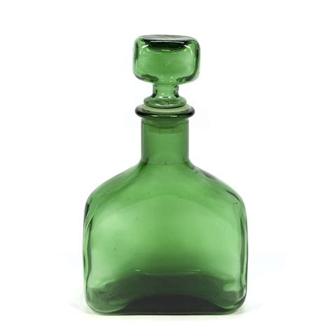 Vintage Green Glass Decanter With Stopper Retro Studio
