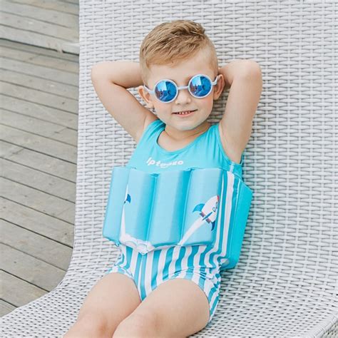 Buy 2018 Boys Float Swimming Suits Striped One Piece