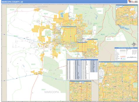 Maricopa County Arizona Zip Code Wall Map