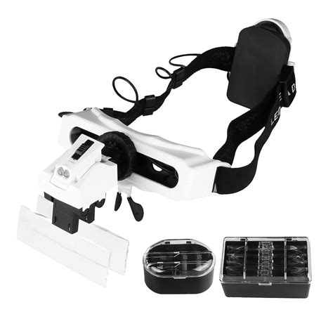 5 10 15 20x magnifying headset with led light magnifying glass head mounted jewelry loupe