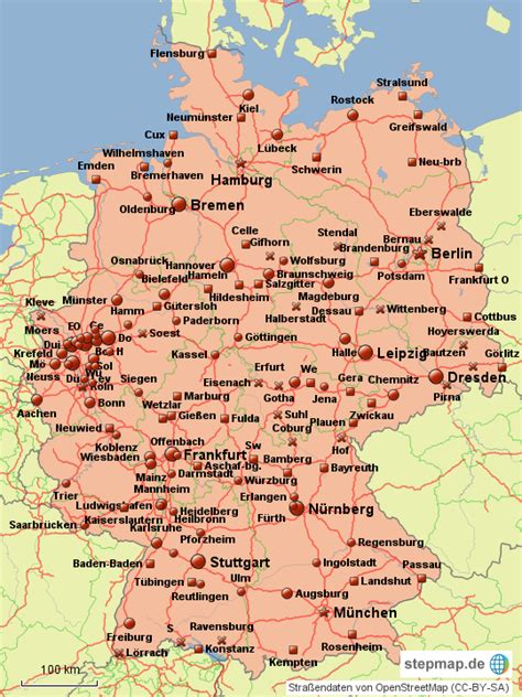 Städte Deutschlands von Lolmops Landkarte für Deutschland