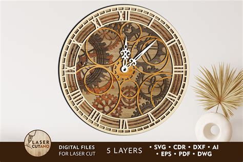 Clock Multilayer Laser Cut Files Grafik Von Lasercutano · Creative Fabrica