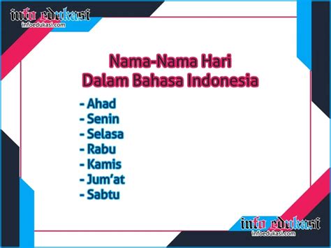 Daftar Nama Nama Hari Dan Bulan Dalam Bahasa Indonesia Lengkap