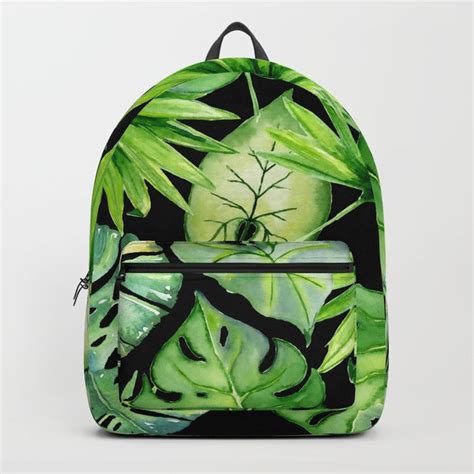 Buy Tropical Leaves On Black Backpack By Sylviacookphotography