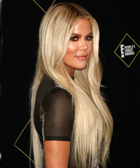 Khloe Kardashian Long Straight Blonde Hairstyle