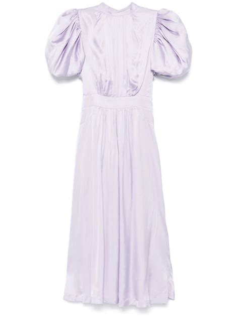 Rotate Birger Christensen Satin Puff Midi Dress Purple Farfetch