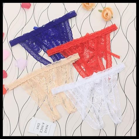 Jual Celana Dalam Sexy Open G String Transparan Lace Thong Lingerie