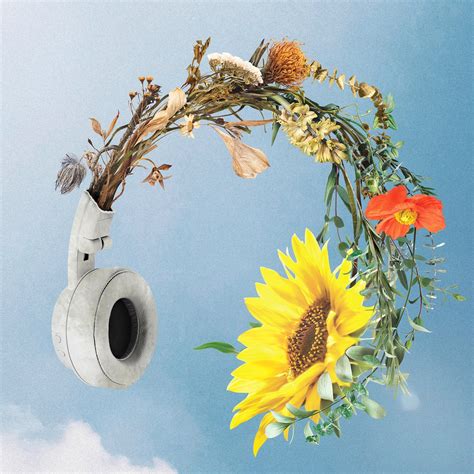 Blooming Flower Headphones In A Blue Premium Photo Rawpixel