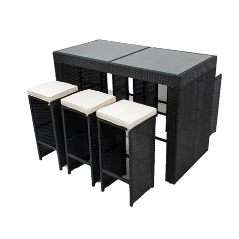 Waelph 7 Piece Rattan Wicker Patio Outdoor Furniture Bar Set With 6
