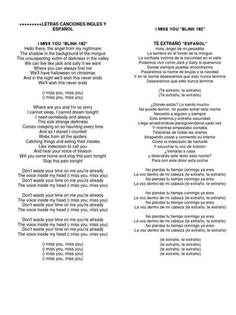 Letras Canciones Ingles Y Español Pdf Ocio