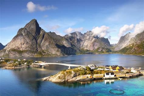 Fishing Village Reine Lofoten Norway Stock Photo Image Of Bridge