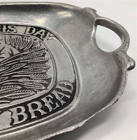 vintage sexton give us this day our daily bread pewter serving dish tray 1972 etsy