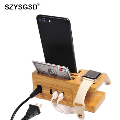 Szysgsd Wood Charger Dock Stand For Apple Watch 4 3 Usb Charging