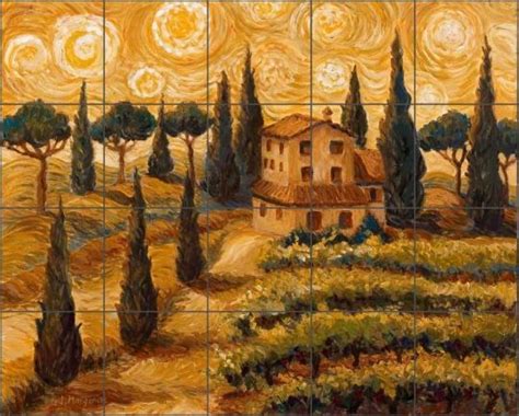 Tuscan Starry Night By Joanne Morris Margosian Ceramic Tile Mural