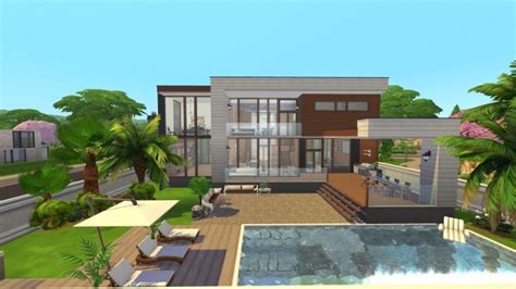 Wooden Modern House By Xperimentalsim At Mod The Sims Sims 4 Updates