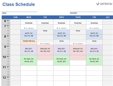 Download The Class Schedule From Class Schedule Template