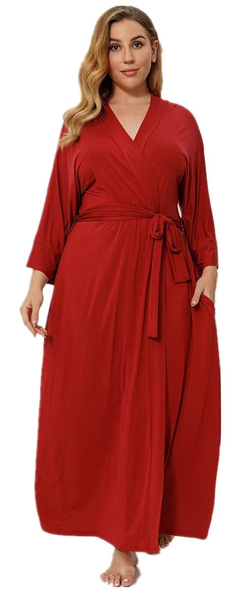 Buy Womens Plus Size Kimono Robes Cotton Long Knit Bathrobes