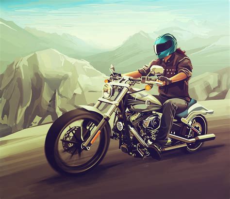 1242x2208 Resolution Man Riding On Gray Motorcycle Painting Artwork
