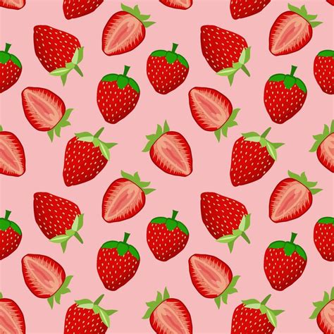 Cute Strawberry Cartoon Seamless Pattern Vector Background Design For