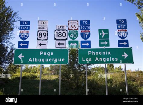 Road Signs To Interstate 40 And Everywhere In All Directions In