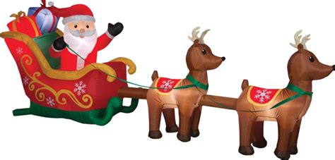 Airblown Santa And Sleigh With Reindeer Large Inflatable Scene