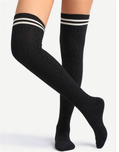 socks black white over the knee over the knee socks wheretoget