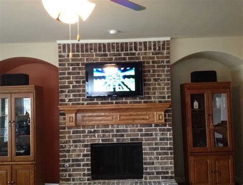 Mount Tv Above Brick Fireplace Home Design Ideas