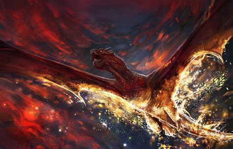 Artwork Fantasy Art Digital Art Dragon Fire Magic Smaug The