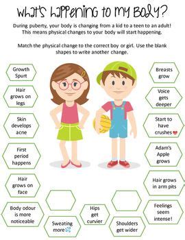 Free Printable Puberty Activity Worksheets
