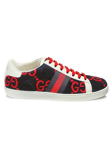 Gucci Womens Corduroy Gg New Ace Sneakers Blue Editorialist