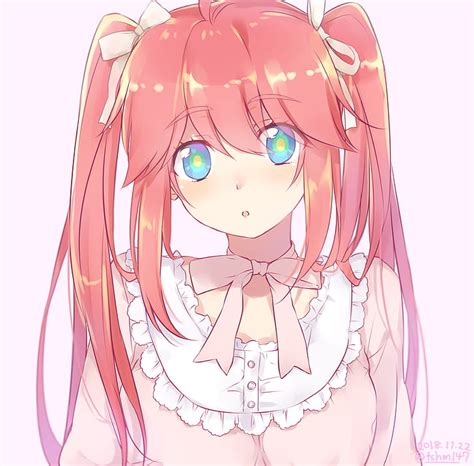 Cute Anime Girl Pink Hair Blue Eyes