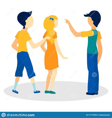 Young People Asking Way Flat Vector Illustration Stock Vector - Illustration of couple, girl ...