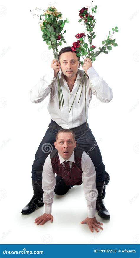 Two Men On A White Background Stock Image Image Of Studio Shirt
