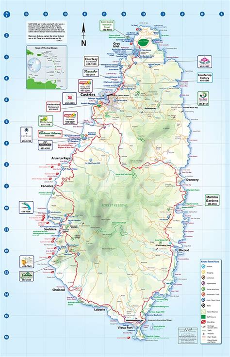 Maps Of St Lucia Castries Rodney Bay Soufriere Vieux Fort And The