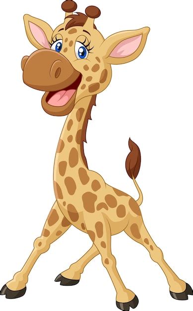 Caricature De Girafe Mignon Isolé Sur Fond Blanc Vecteur Premium