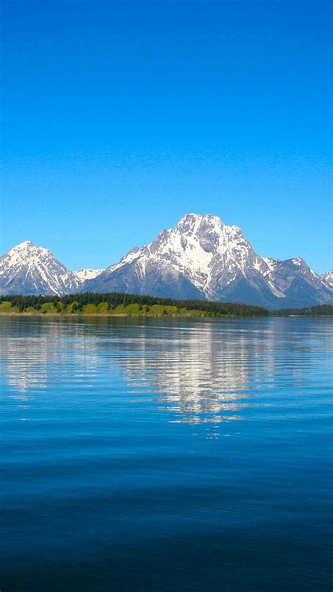 Nature Pure Blue Sky Peaceful Mountain Lake Landscape Iphone 6