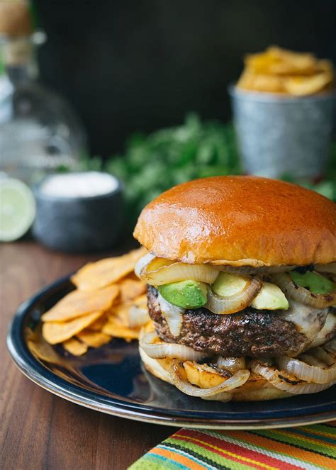Gourmet Burger Recipe Mojo Beef Burgers With Tequila Lime Aioli Striped Spatula