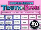 Couples Truth or Dare Question Cards Game for Couples - Etsy Australia
