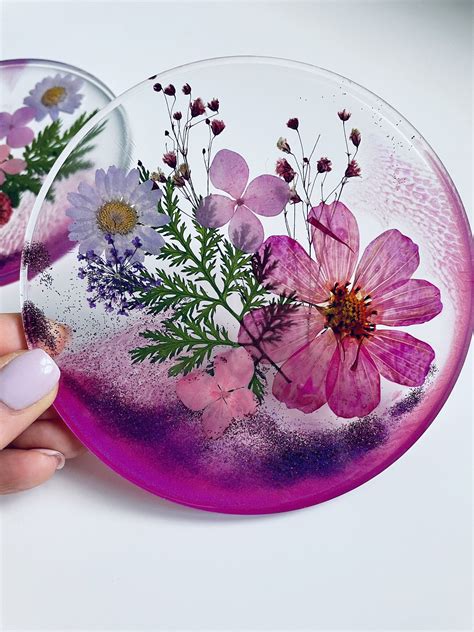 Resin Coasters Pink Coasters Coasters With Flowers T Idea Home