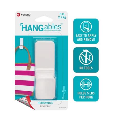 Velcro Hangables Large Removable Hook In White Vel 30140 Usa The Home