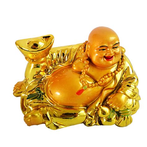 Feng Shui Happy Laughing Buddha Statue With Wealth Gold Ingot