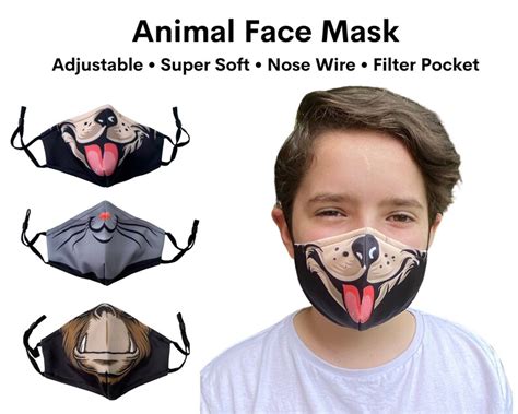 Dog Face Masks For Kids Adjustable Cute Face Masks For Kids Etsy
